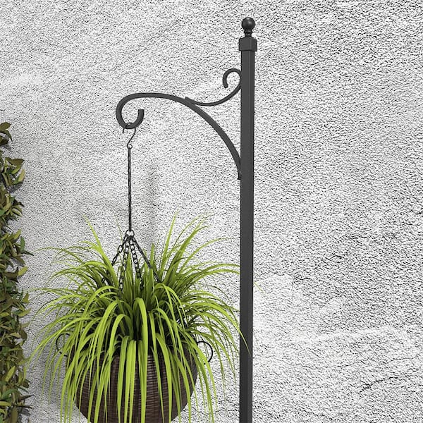 Vigoro Torenia 84 in. Black Steel Shepherd Hook 87218 - The Home Depot