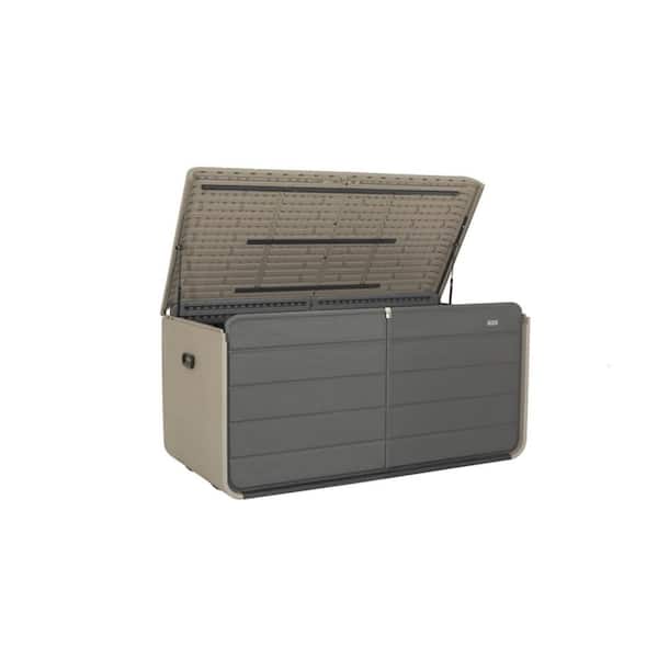 260 Gal. Gray Patio Plastic Storage Deck Box with Lock and Wheels for Patio Furniture and Garden Tools