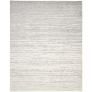 Adirondack Ivory/Silver 8 ft. x 10 ft. Solid Striped Area Rug