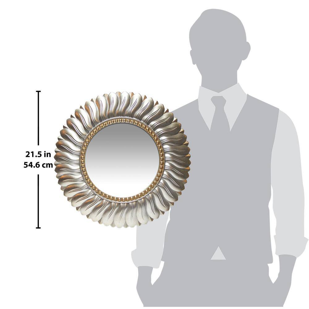 21.5" Round Silver and Gold Wall Accent Mirror
