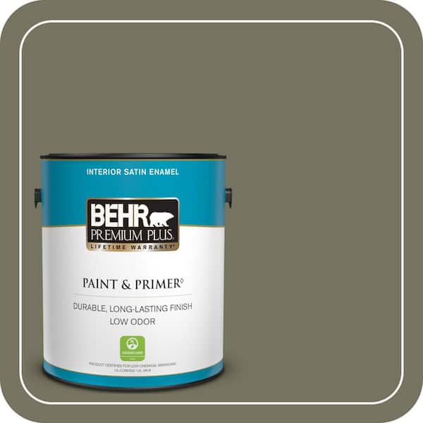 BEHR PREMIUM PLUS 1 gal. #N350-6 Peppergrass Satin Enamel Low Odor Interior Paint & Primer