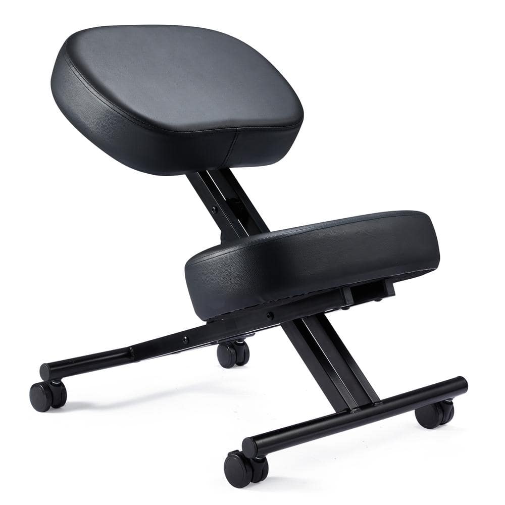 Topeakmart Adjustable Ergonomic Kneeling Chair Swivel Office Chair Posture Corrective Chair for Home Office Black Size: 27 x 18
