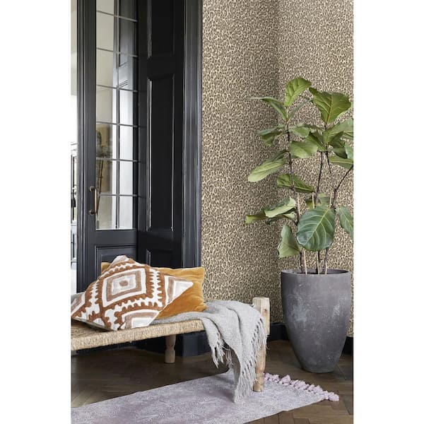 Cicely Brown Leopard Skin Wallpaper Sample