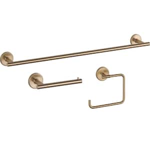 Trinsic 3-Piece Bath Hardware Set with 24 in. Towel Bar, Toilet Paper Holder, Towel Ring in Champagne Bronze