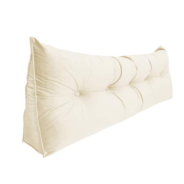 Beige 78.7 in. x19. 68 in. Upgraded-Support New Edition Wedge Reading Pillow in Cotton Velour with Removable Cover