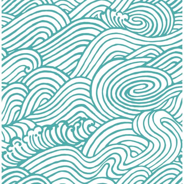 NuWallpaper Teal Saybrook Peel and Stick Wallpaper Sample