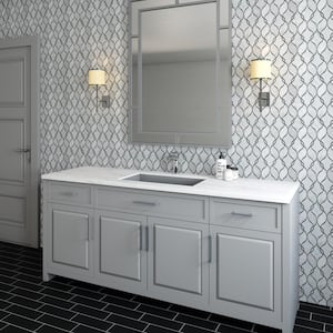 Lavaliere Carrara White Polished 12 in. x 13-1/2 in. Marble Intertwining Arabesque Mosaic Tile (0.79 sq. ft./Each)