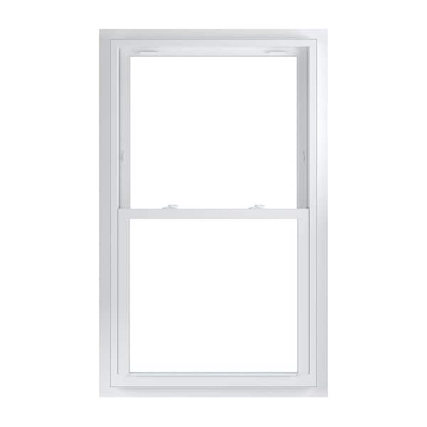 American Craftsman 33.75 in. x 56.75 in. 70 Series White Double Hung Low-E2 Argon PS Glass Vinyl Fin with J Window, Screen Incl