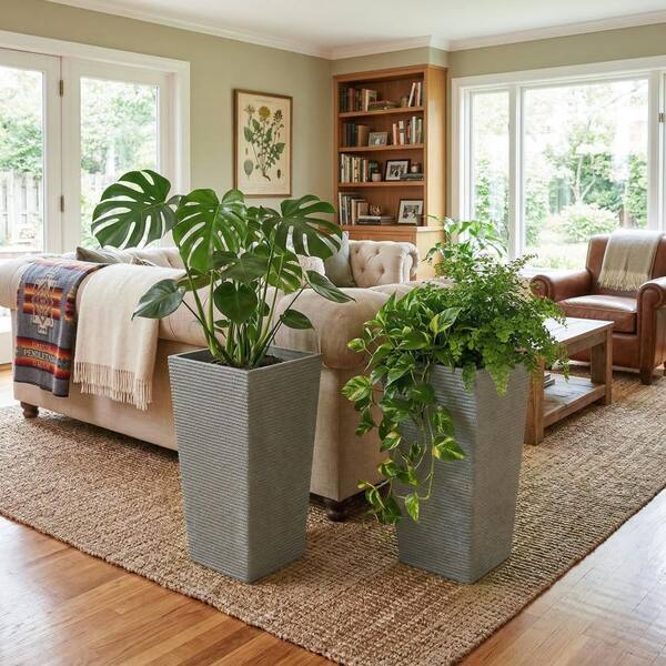 PexFix 27 in. H x 16 in. W Gray Outdoor Metal Planter Pot with