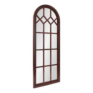 Gilcrest 47 in. x 18 in. Classic Arch Framed Walnut Brown Wall Accent Mirror
