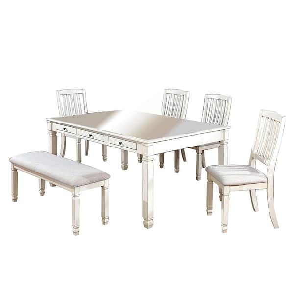 William's Home Furnishing Kaliyah Antique White Table Set