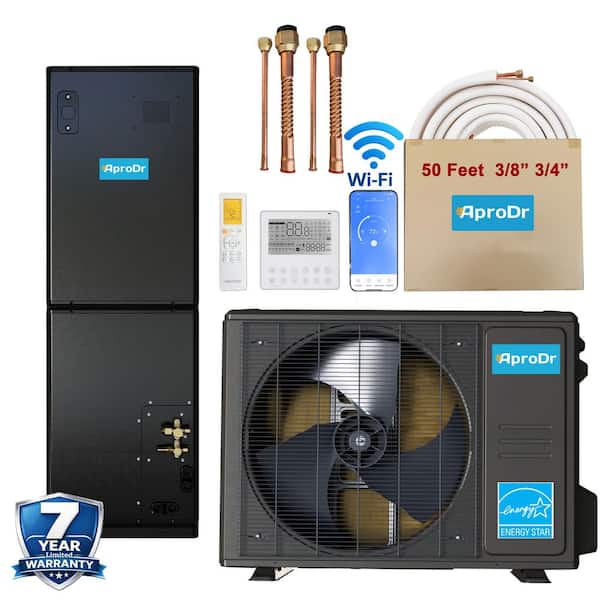 ENERGY STAR Wi-Fi 3-Ton 17.7 SEER2 36,000 BTU Inverter Ducted Split System Central AC with Heat Pump, 50 ft. Lineset