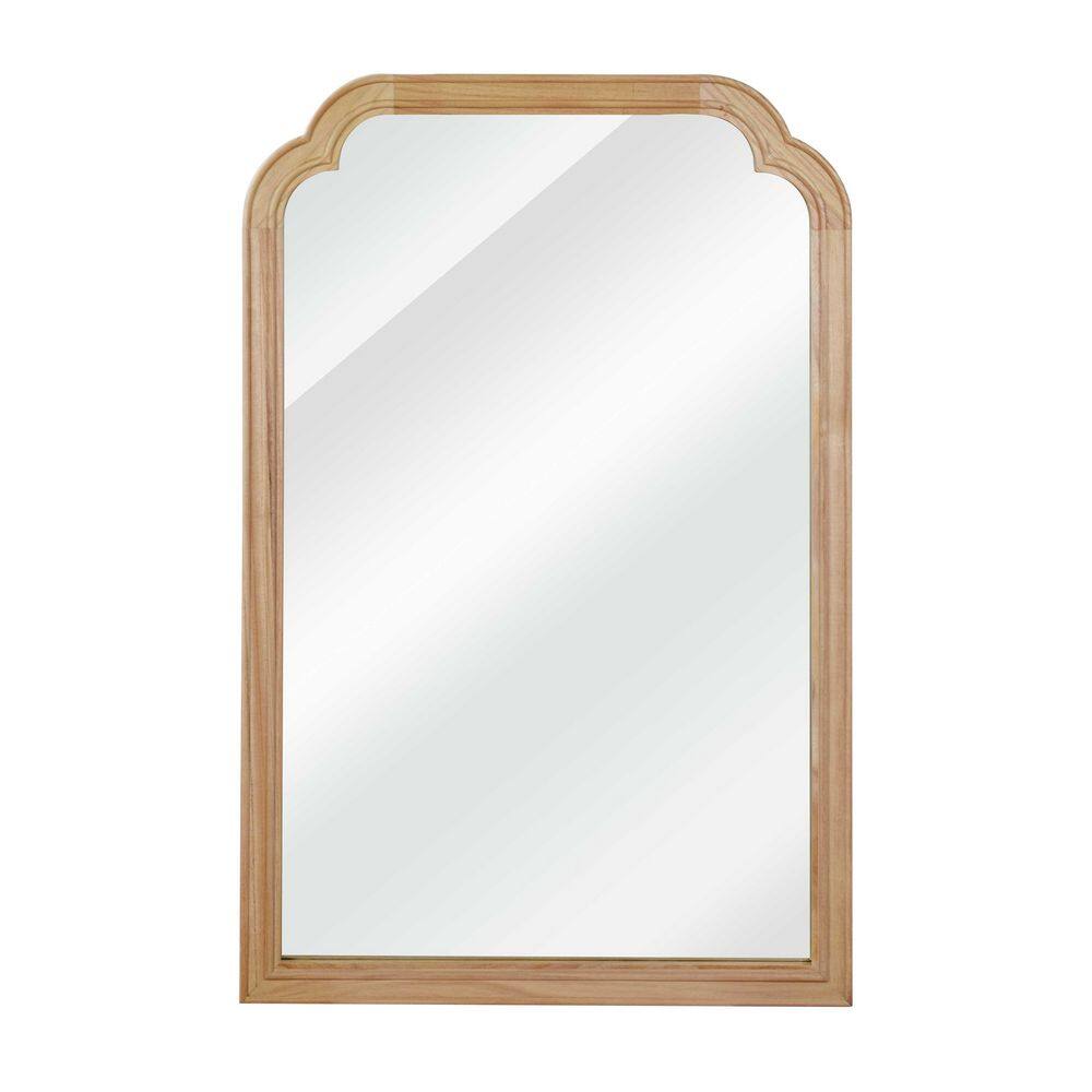 Natural Wood 20 in. W x 30 in. H Solid Wood Frame Rounded Corner Decorative Mirror For Bathroom, Living Room, Entryway price history on PriceWatchPro