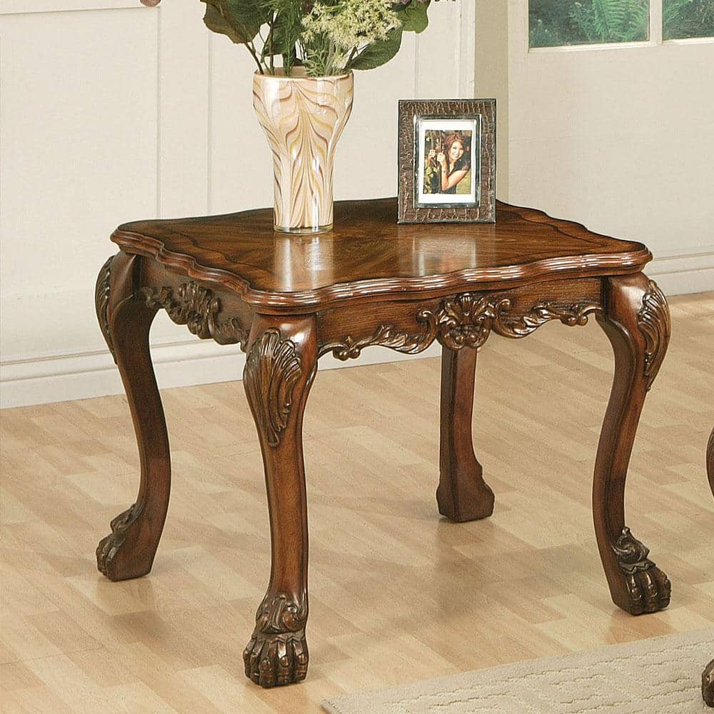 Cherry Oak 28" Traditional Wood and Metal End Table