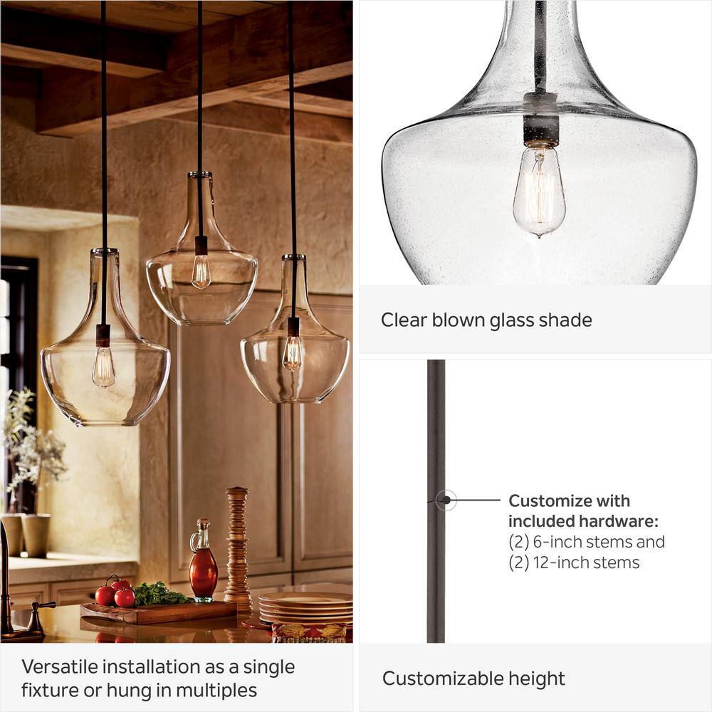 Transitional Olde Bronze 20" Ceiling Pendant with Clear Schoolhouse Shade