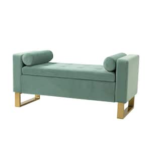 Imelda 50.4 in. W x 20.1 in. D x 23.6 in. H Sage Storage Bench with Metal Legs