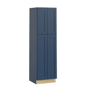 Newport Blue Painted Plywood Shaker Assembled Utility Pantry Kitchen Cabinet Soft Close 24 in W x 24 in D x 84 in H