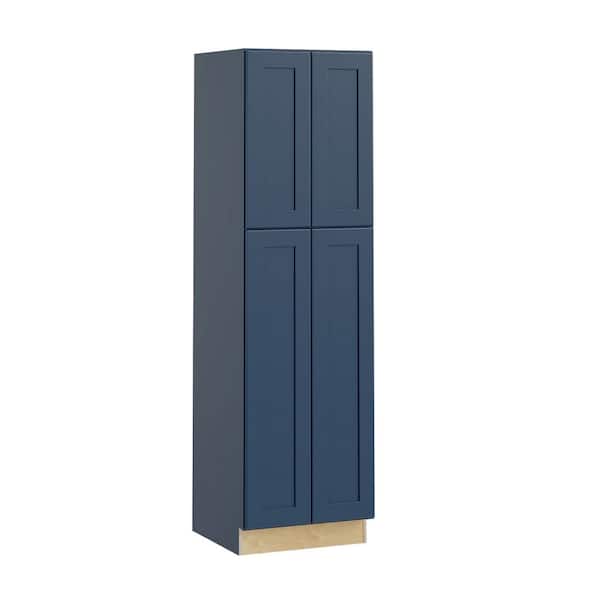 Newport 24 in. W x 21 in. D x 84 in. H Assembled Plywood Vanity Linen Bath Cabinet in Mythic Blue with Soft Close