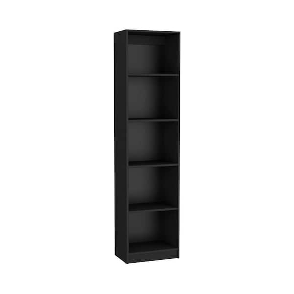 17.72 in. W x 11.77 in. D x 71.10 in. H Black Wood Freestanding Linen Cabinet with 5-Shelves in Black