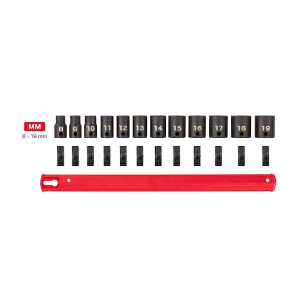 3/8 in. Drive 6-Point Impact Socket Set, 12-Piece (8 mm - 19 mm)