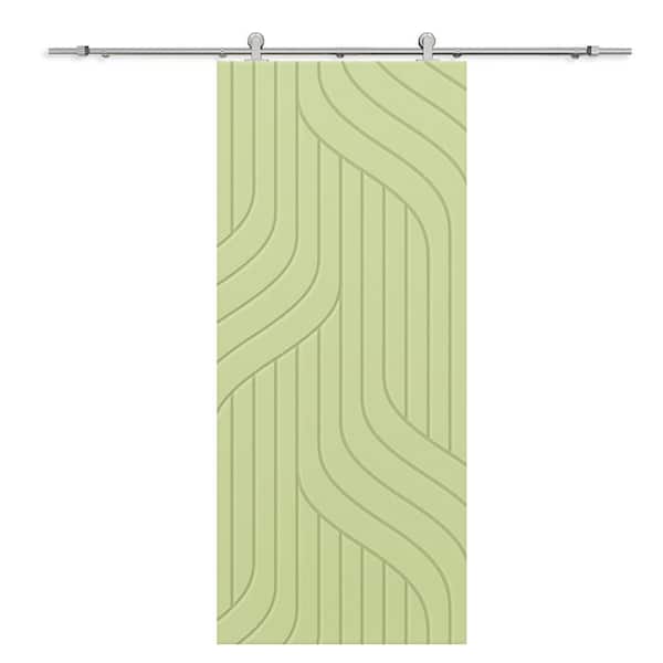 CALHOME 30 in. x 80 in. Sage Green Painted Composite MDF Paneled Interior Sliding Barn Door with Hardware Kit