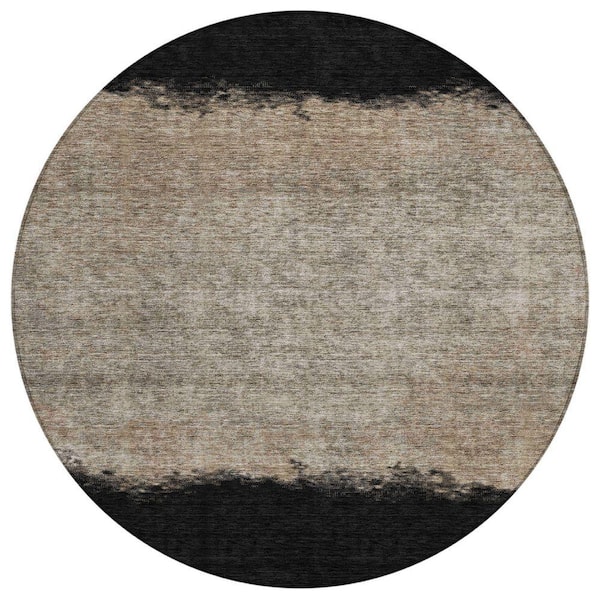 Chantille Machine Washable Indoor/Outdoor Abstract ACN2214 Black 8 ft. x 8 ft. Area Rug