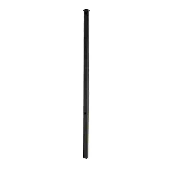FORGERIGHT Newtown 2 in. x 2 in. x 6 ft. Black Aluminum Fence End/Gate Post with Flat Cap