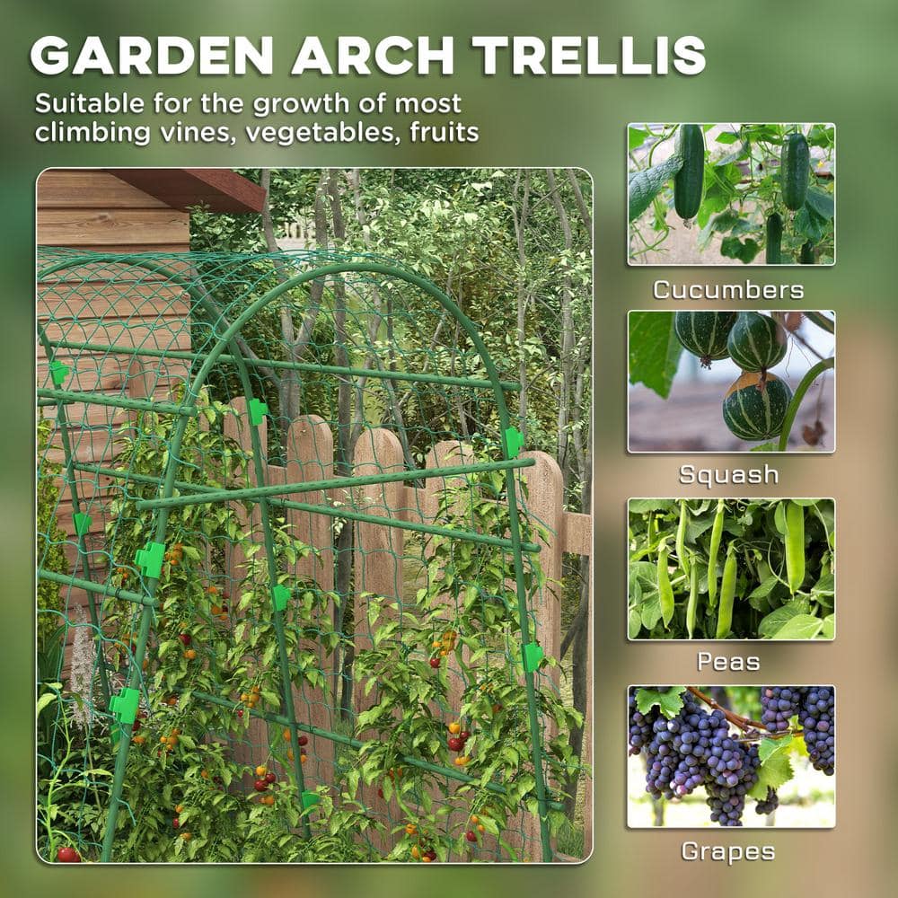 81" Tall Green Metal Garden Trellis for Climbing Plants