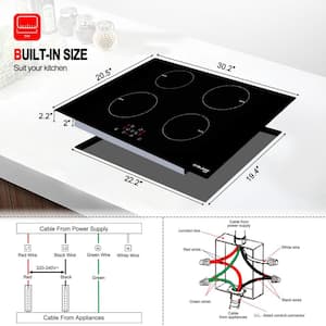 30 in. Built-In Electric Induction Cooktop in Black with 4 Elements