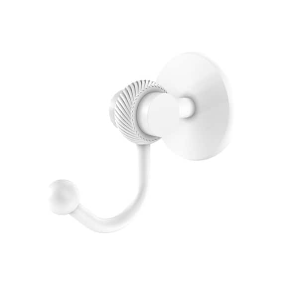 Allied Brass Satellite Orbit Two Collection J-Hook Robe/Towel Hook in Matte White with Twisted Accents