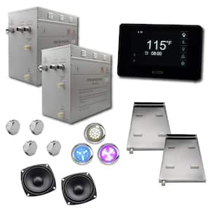 Superior SMART 24kW Self-Draining Steam Bath Generator Kit, Wi-Fi Keypad in Black, Chrome Steam Outlet and 2 Speakers