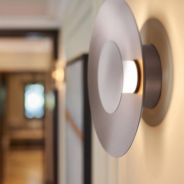 Golden Lighting - Luma 11.75 in. 12-Watt Soft Modern Coffee Silver Integrated LED Flush Mount with Coffee Silver Shade