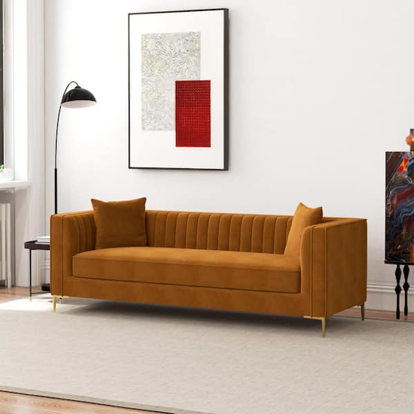 Cognac microfiber deals sofa