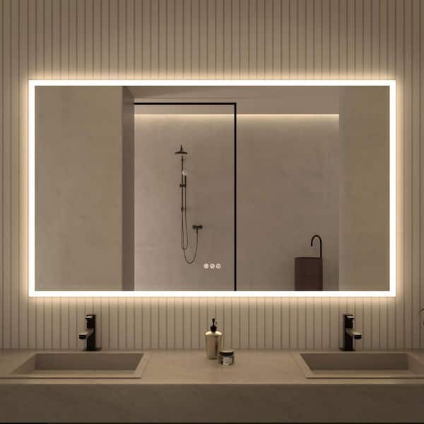 Musci 60 in. W x 36 in. H Rectangular Frameless LED Wall Bathroom Vanity Mirror