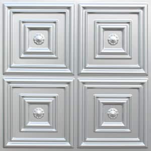 Falkirk Perth Silver 2 ft. x 2 ft. Decorative Modern Glue Up Ceiling Tile (40 sq. ft./case)