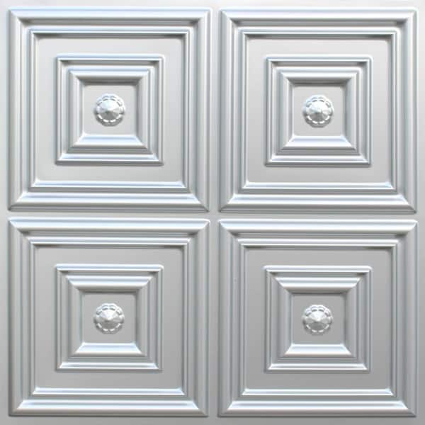 Falkirk Perth Silver 2 ft. x 2 ft. Decorative Modern Glue Up Ceiling Tile (200 sq. ft./case)