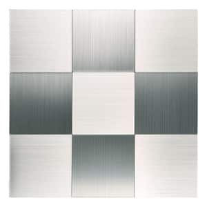 12 in. x 12 in. Silver Square Self-Adhesive Tile Metal Aluminium Peel and Stick Tile (10 sq. ft./Box)