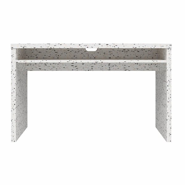 Ameriwood Home Hanley 56 in. L-Shaped Faux Terrazzo Computer Desk with 2-Shelves