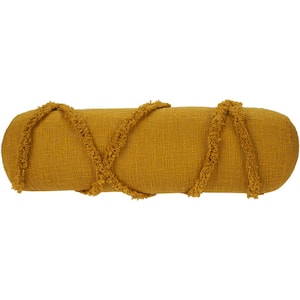 Lifestyles Mustard Yellow 20 in. x 6 in. Bolster Throw Pillow