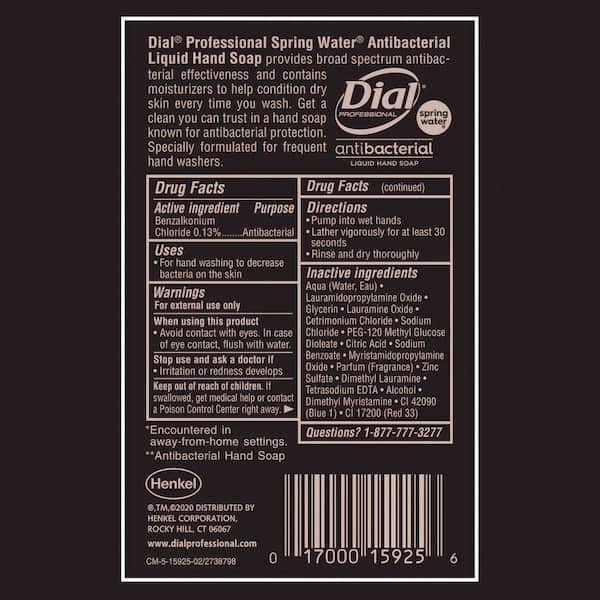 Antibacterial Liquid Hand Soap, Spring Water, 1 gal, 4/Carton