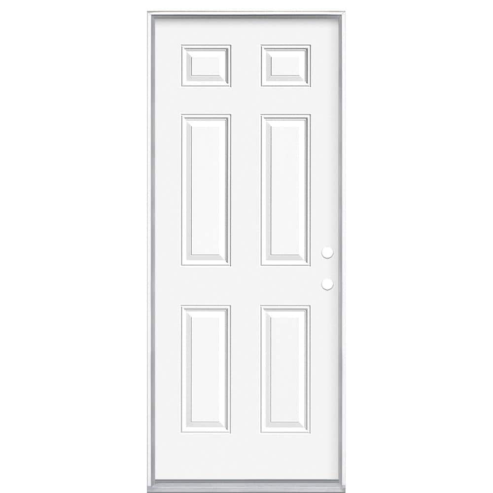 Masonite 32 in. x 80 in. Fire-Rated Left Hand Inswing 6 Panel Steel Fire  Prehung Commercial Exterior Door with Wood Frame 94211 - The Home Depot