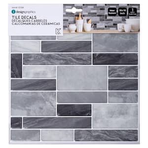 Self-Adhesive Marble Look Subway Grey 10 in. x 10 in. Peel and Stick Wall Tiles 10 in. x 10 in.