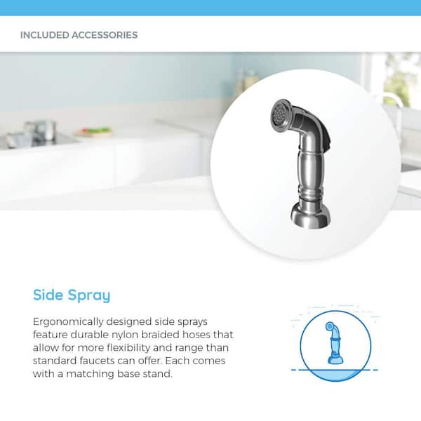 MR Direct 4-Hole Single-Handle Standard Kitchen Faucet with Side 