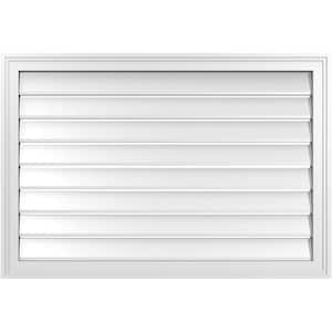 38 in. x 26 in. Vertical Surface Mount PVC Gable Vent: Functional with Brickmould Frame