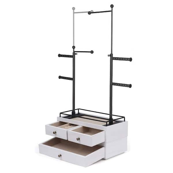 Rustic White 10 in. x 24 in. Wood Rustic Jewelry Tree Stand