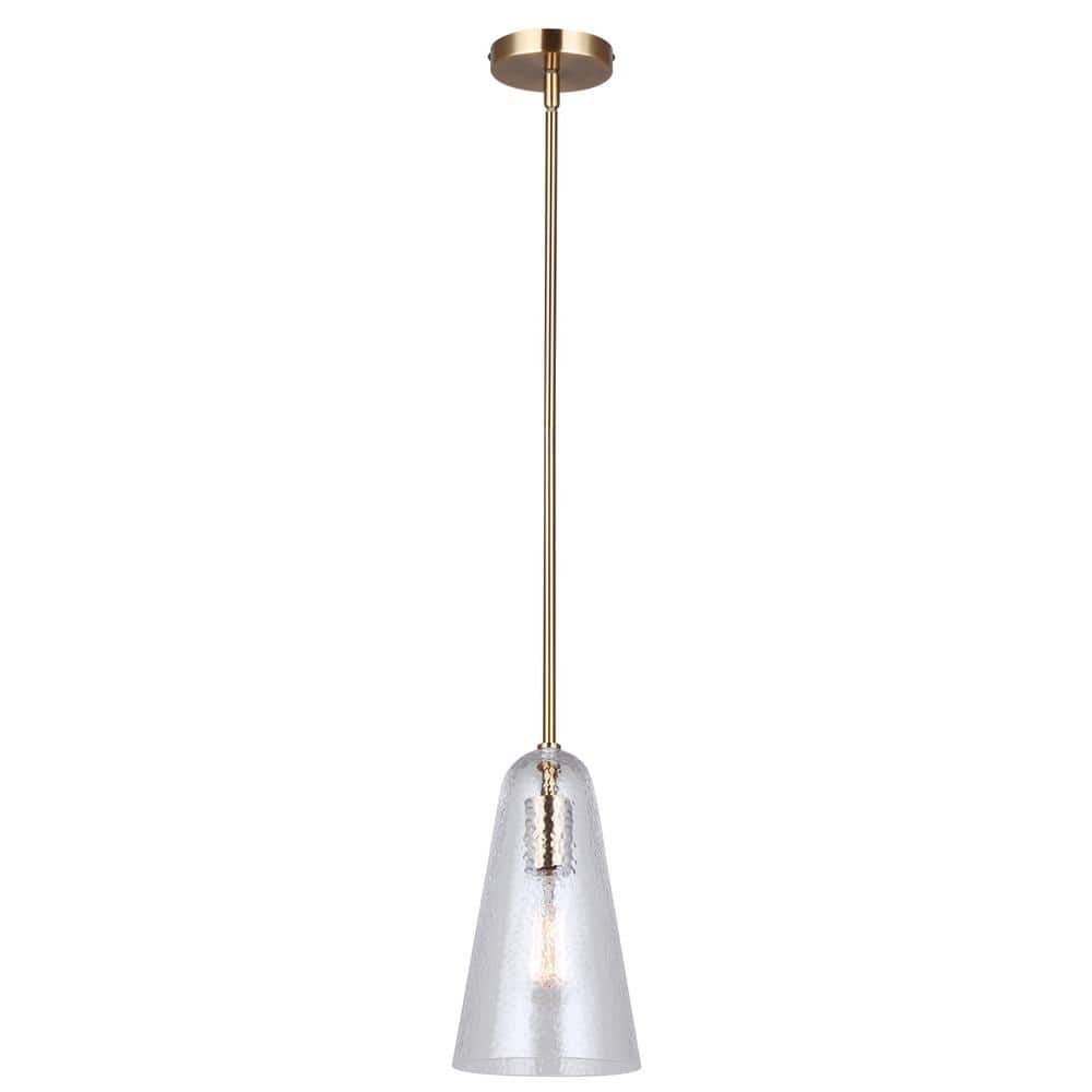 Luisa 60-Watt 1-Light Gold Mid Century Modern Pendant with Glass Glass Shade price history on PriceWatchPro