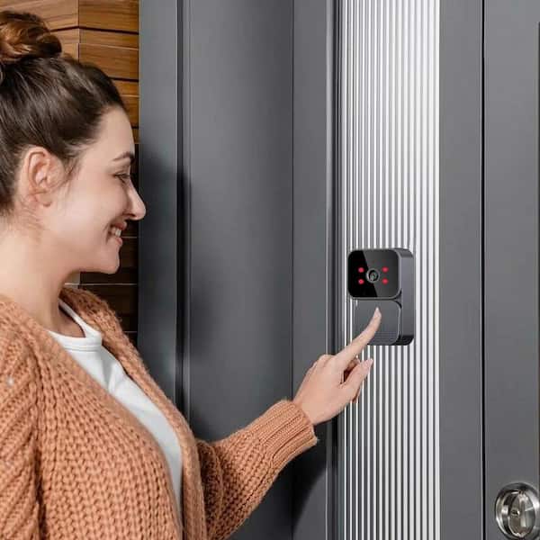 Lukyamzn 4.3 in. Wireless Hardwired IPS Color Screen Digital Doorbell Camera 1080P IR Video Intercom with Night Vision in Gray