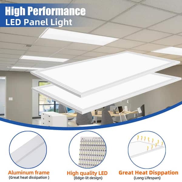 Bieuoram 2 ft. x 4 ft. 7800-Lumens Integrated LED Panel Light, 5000K White Color (16-Pack)