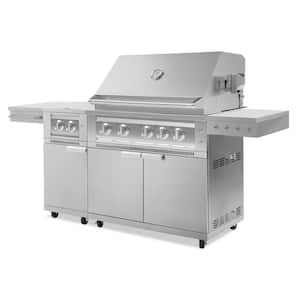 Outdoor Kitchen Natural Gas 7-Burners Stainless Stee Grill Cart with Platinum Grill and Dual Side Burner