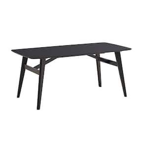 71 in. Black Wood Top 4 Legs Dining Table (Seat of 8)
